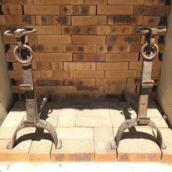 CHENET PAIRE FER FORGE H60